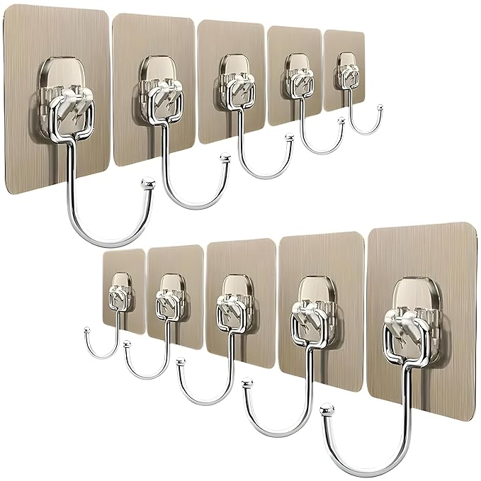 12 PCS Large Adhesive Hooks for Wall Heavy Duty Waterproof Wall Hooks.