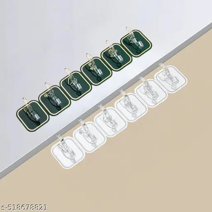 6 in 1 Self Adhesive Heavy Duty Colourful Sticker Wall Hook (Pack of 2)