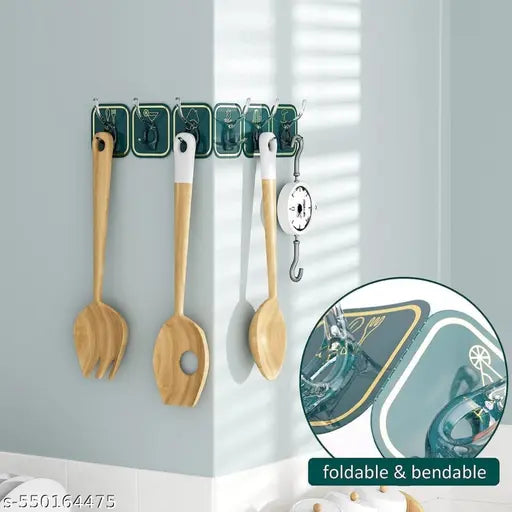 6 in 1 Self Adhesive Heavy Duty Colourful Sticker Wall Hook (Pack of 2)