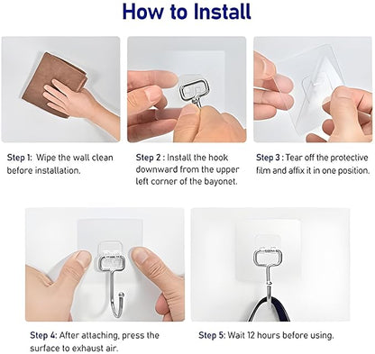 12 PCS Large Adhesive Hooks for Wall Heavy Duty Waterproof Wall Hooks.