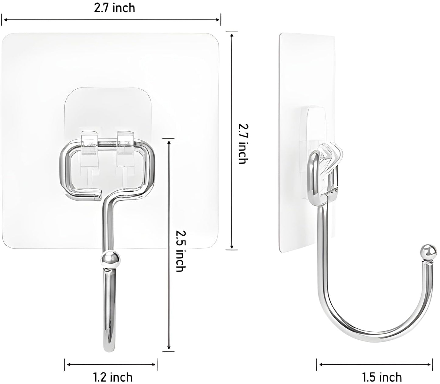 12 PCS Large Adhesive Hooks for Wall Heavy Duty Waterproof Wall Hooks.