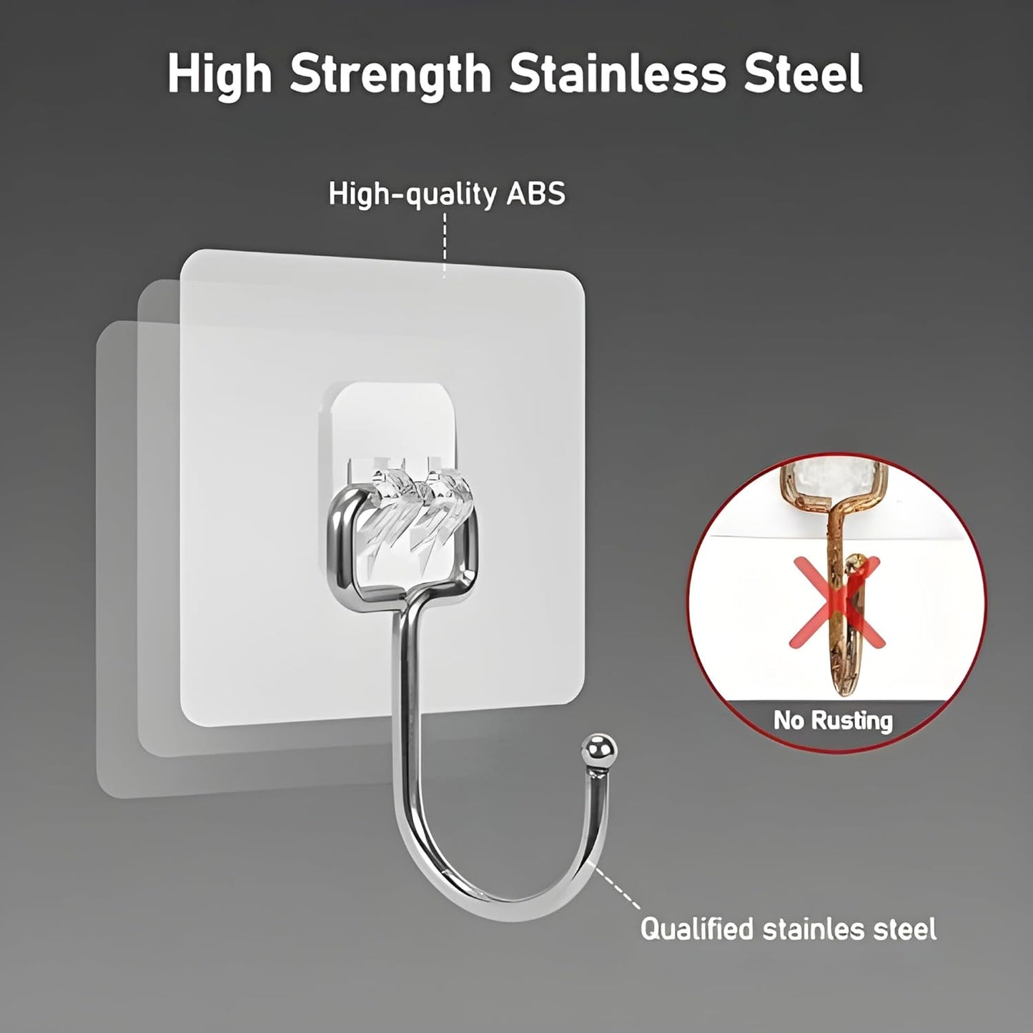 12 PCS Large Adhesive Hooks for Wall Heavy Duty Waterproof Wall Hooks.